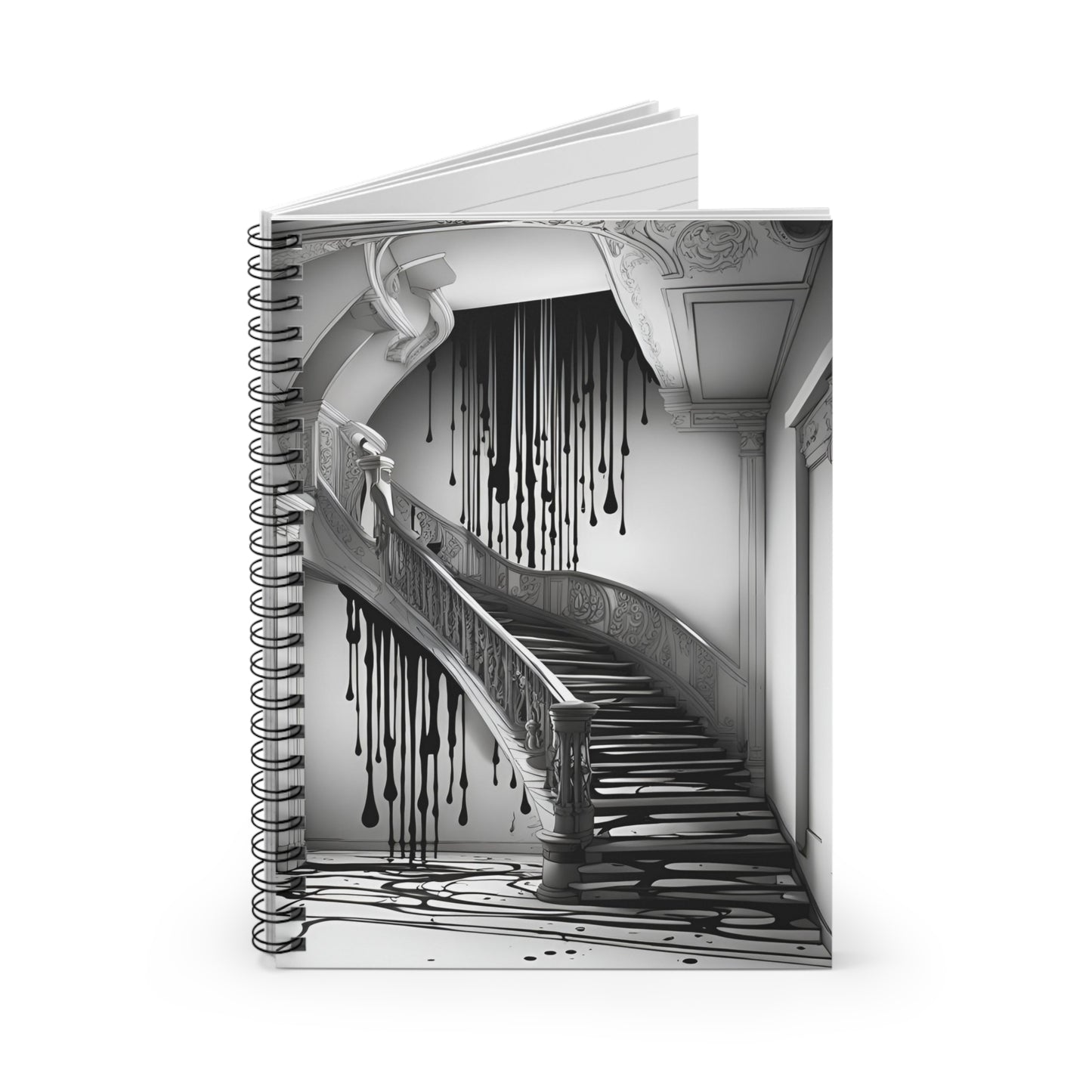 Falling Down (Inkstamp series)- Ruled Line Spiral Notebook