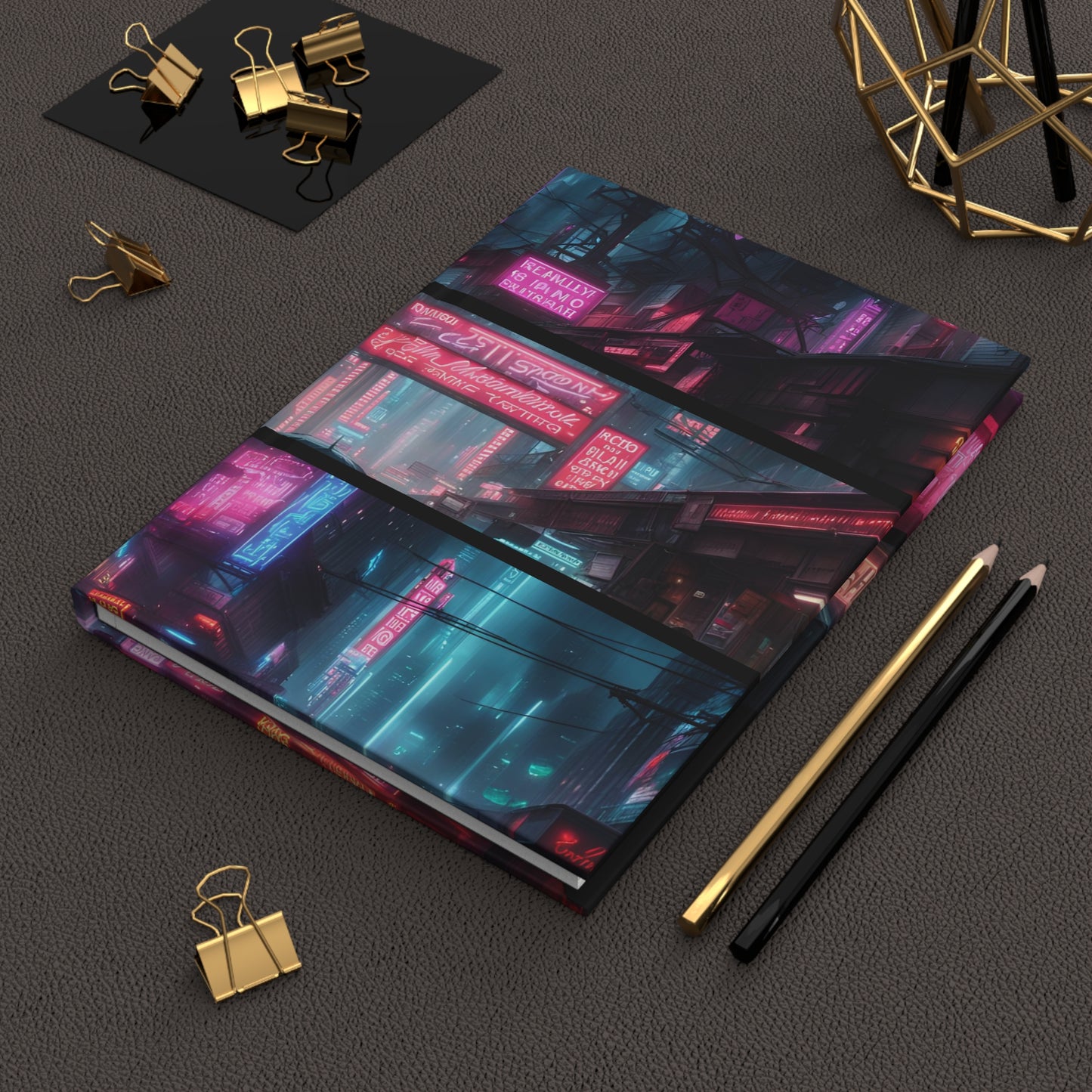 Neo Caladria Triple Cityscapes (Cyber Maidens series)- Hardcover Journal