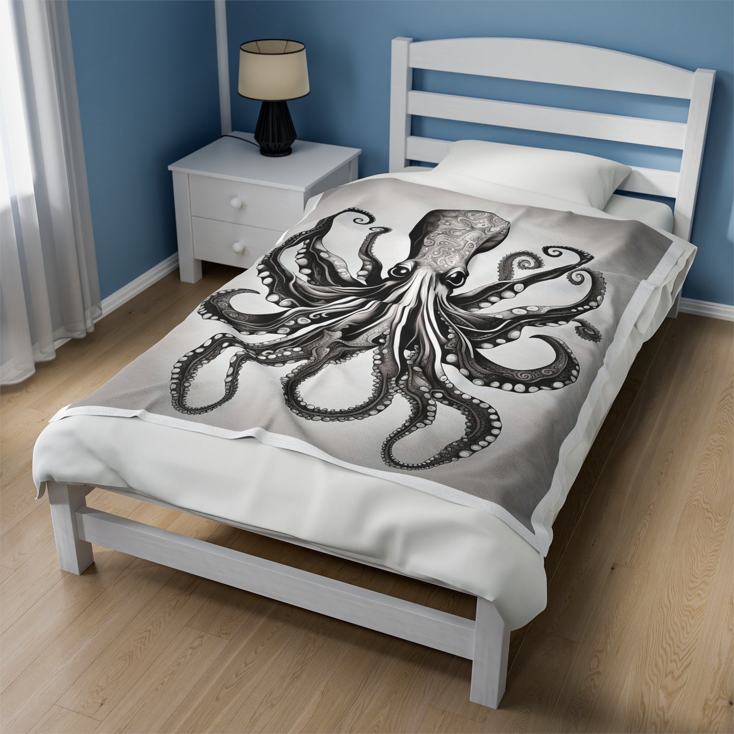 Mean Mug Octopus- Velveteen Plush Blanket