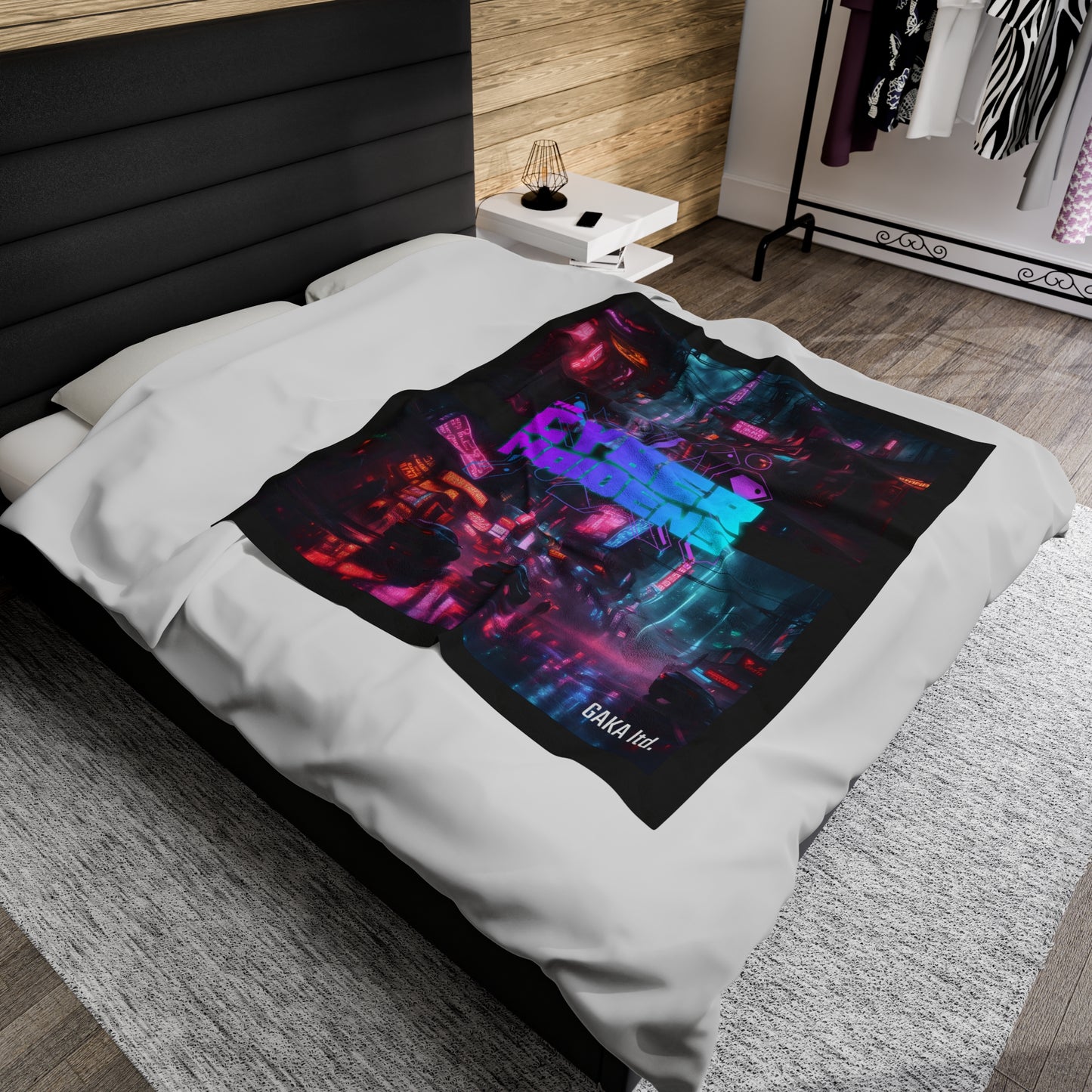 Cyber Maidens Dual Cityscapes Logo- Velveteen Plush Blanket