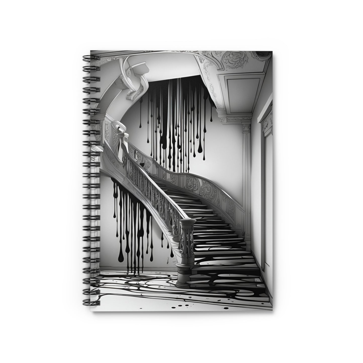 Falling Down (Inkstamp series)- Ruled Line Spiral Notebook